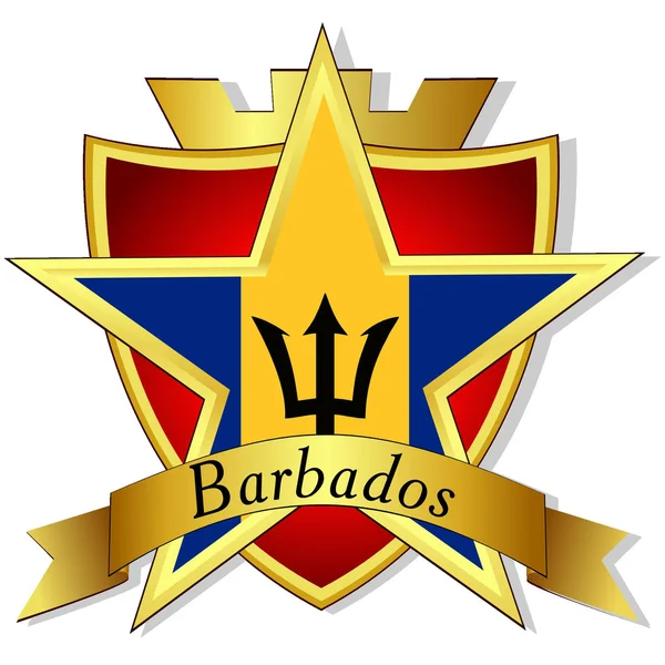 Vecteur étoile d'or au drapeau de la Barbade sur le fond de t — Image vectorielle
