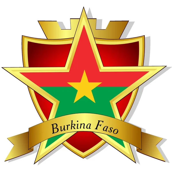 Vecteur étoile d'or au drapeau du Burkina Faso sur le fond — Image vectorielle