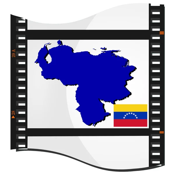 Filmaufnahmen mit einer nationalen Landkarte von Venezuela — Stockvektor