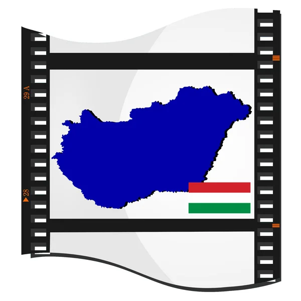Filmklipp med en nationell karta över Ungern — Stock vektor