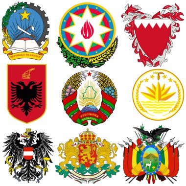 Vector set of coats of arms of the world clipart