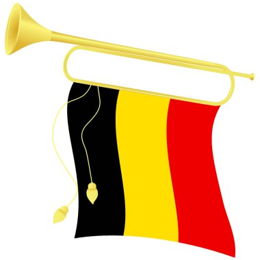 Vector illustration bugle with a flag Belgium clipart