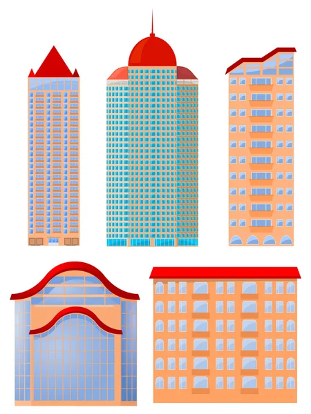 Collection of vector illustrations of apartment buildings — Stock Vector