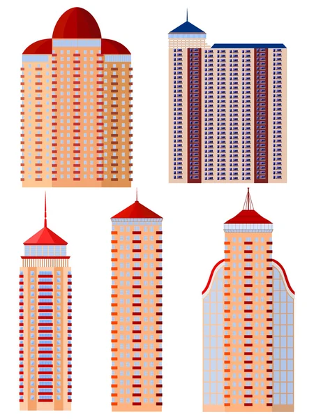 Set von Vektorillustrationen von Mehrfamilienhäusern — Stockvektor