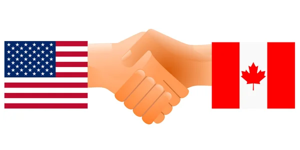 Підпис дружби між Сполученими Штатами та Канадою — стоковий вектор