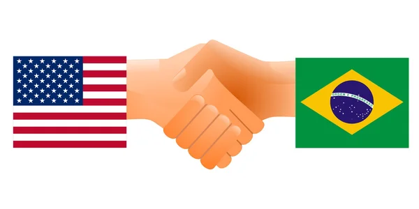 Znak przyjaźni Stany Zjednoczone i Brazylia — Wektor stockowy