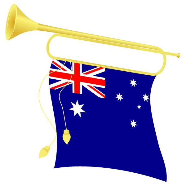 Vector illustration bugle with a flag Australia — Stock Vector