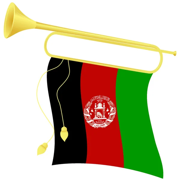 Vector illustration bugle with a flag Afghanistan — Stock Vector