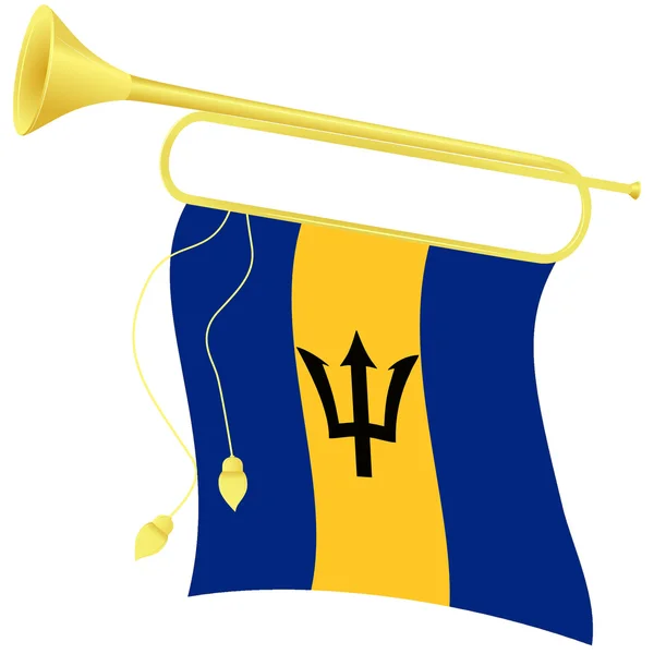Bugle de ilustração vetorial com uma bandeira Barbados —  Vetores de Stock