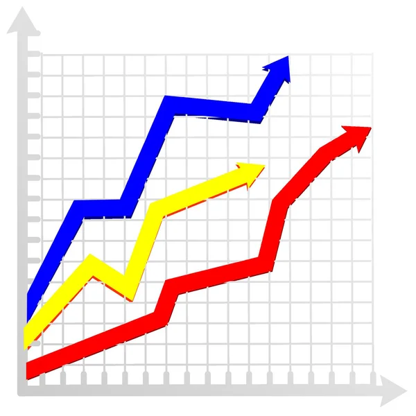 Diagramm mit farbigen Pfeilen — Stockvektor