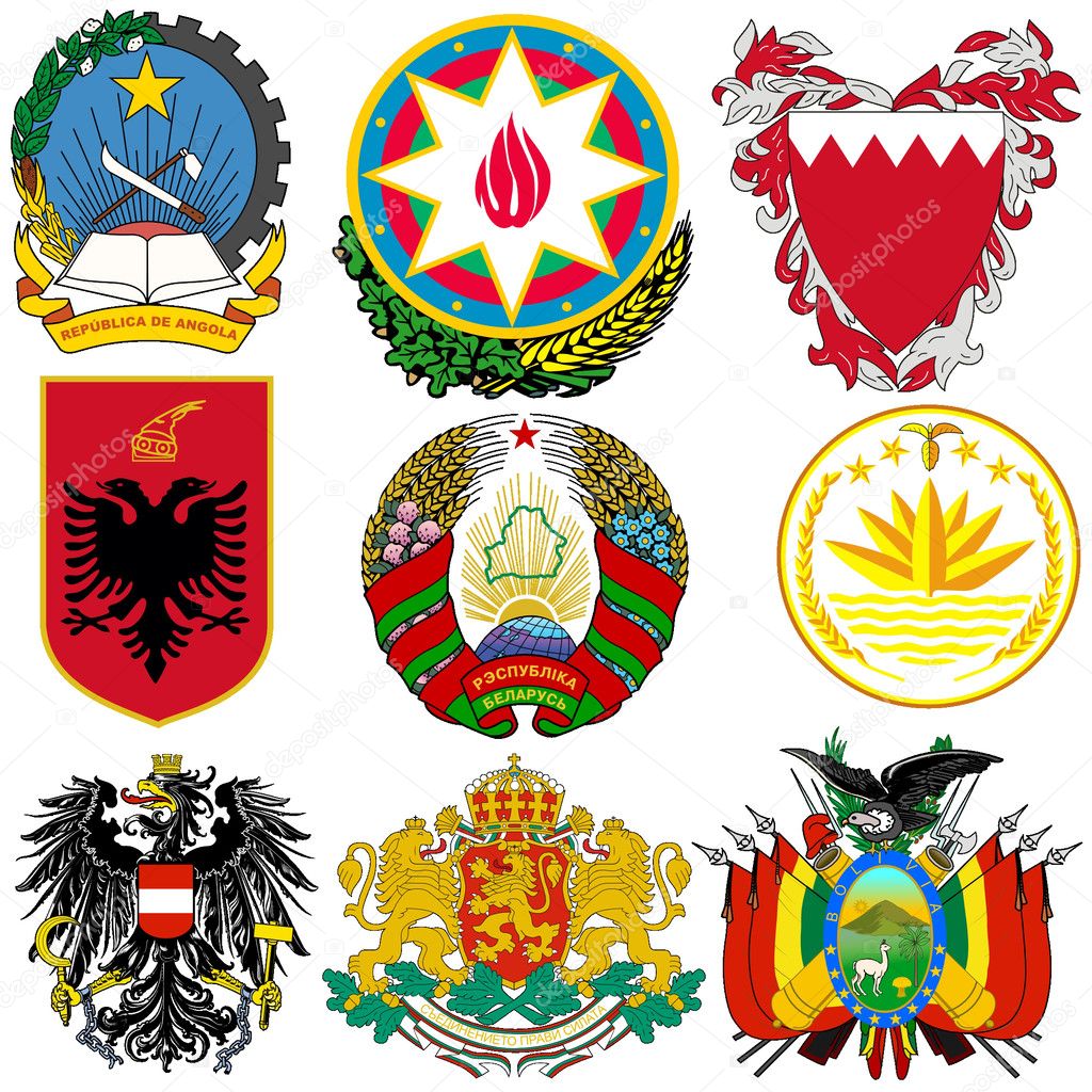 Vector set of coats of arms of the world