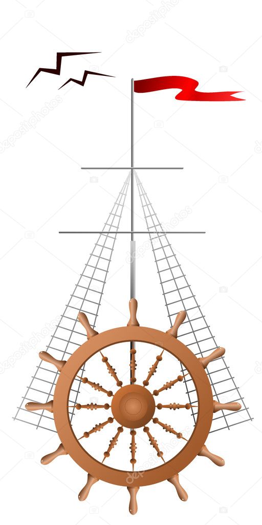 Wheel, the guys and the flag. vector