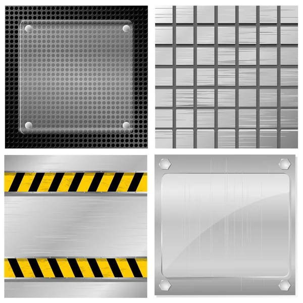 Collection of vector illustrations of metal plates — Stock Vector