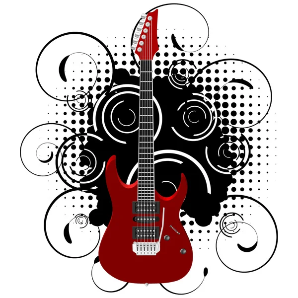 Vector illustration of a guitar on abstract grunge background — Stock Vector