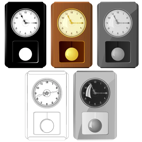 Conjunto de imagens vetoriais relógios pêndulo — Vetor de Stock