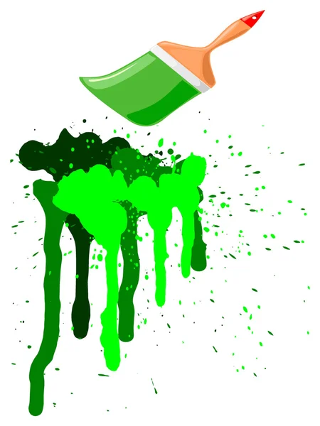 Illustrazione vettoriale di macchie verdi con una spazzola di vernice verde — Vettoriale Stock