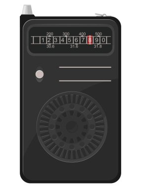 Vector illustration of an old portable radio clipart