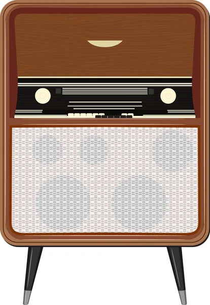 Vector illustration of an old radio on the legs — Stock Vector