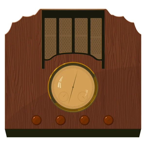 Vector illustration of an old radio in a wooden case. EPS10 — Stock Vector