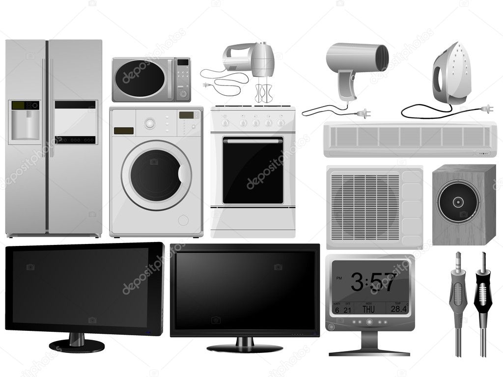 Big collection of vector images of household appliances