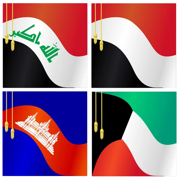 Samling av vektor illustrationer av flaggor av Irak, Jemen, cam — Stock vektor