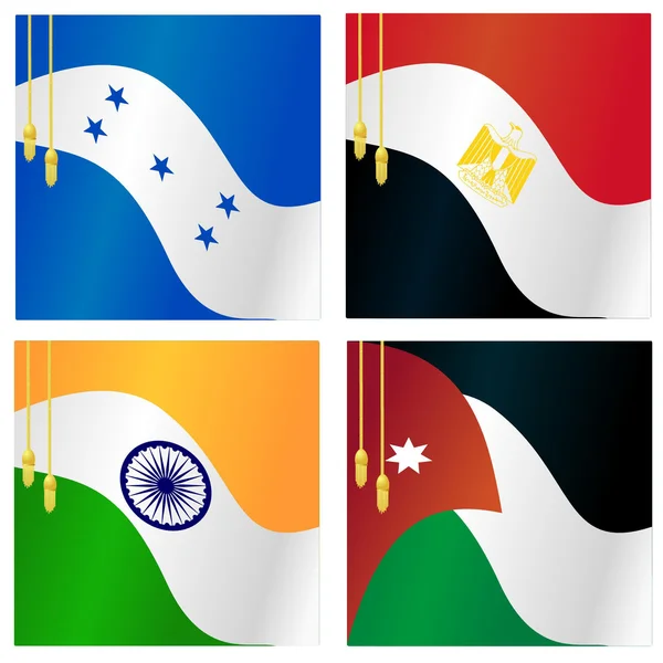Colección de ilustraciones vectoriales de banderas de la India, Egipto, Jo — Vector de stock
