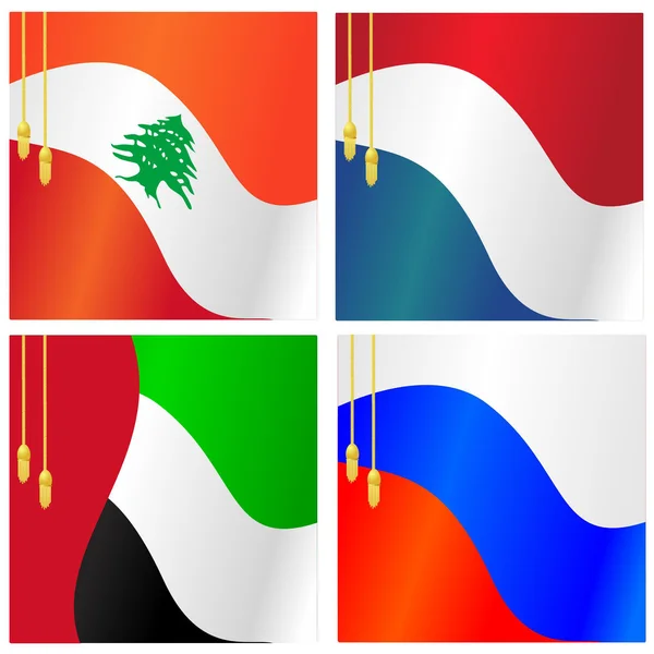 Collection of vector illustrations of flags of Lebanon, Nether — Stock Vector