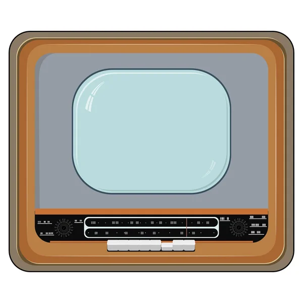 Ilustração vetorial de um aparelho de TV antigo com caixa de madeira — Vetor de Stock
