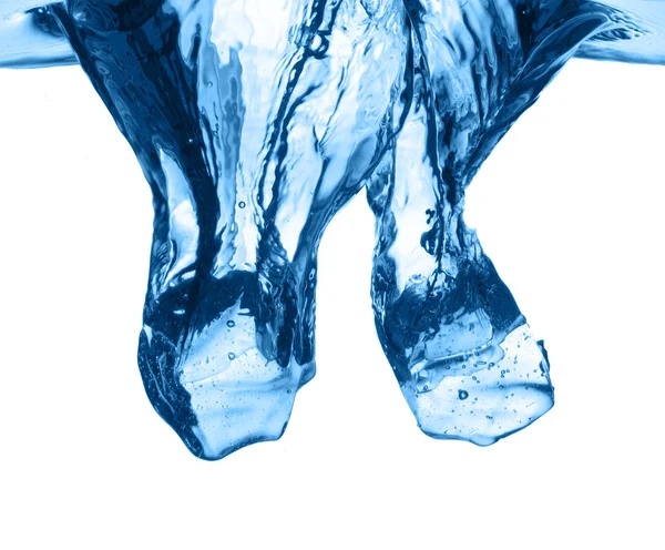 Cubo de hielo caído, aislado en blanco — Foto de Stock