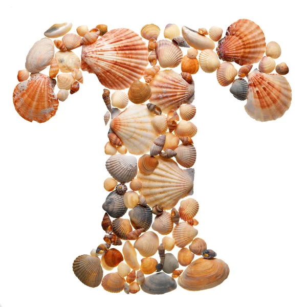 Alfabeto de verão feito de conchas — Fotografia de Stock