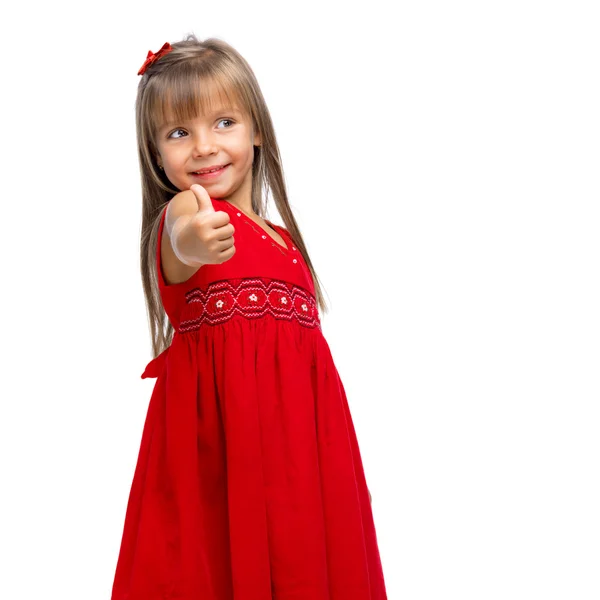 Porträt eines emotional schönen kleinen Mädchens auf weißem Hintergrund — Stockfoto