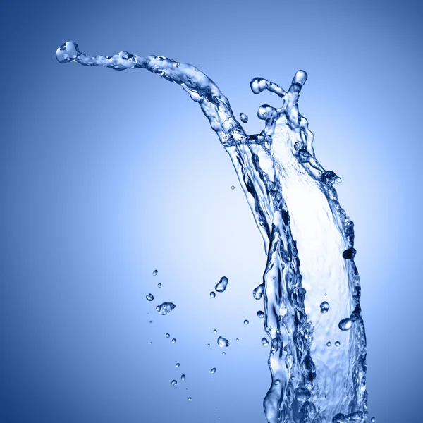Víz fröccsenés kék háttér — Stock Fotó