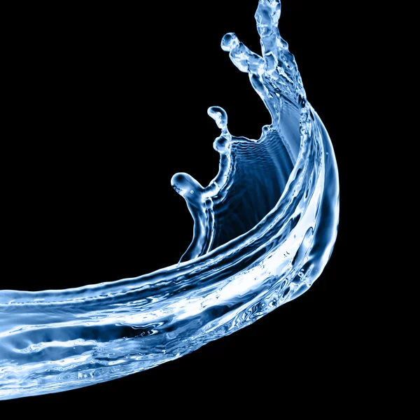 Víz splash elszigetelt fekete — Stock Fotó