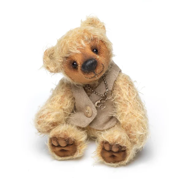 Ведмедик Тедді в класичному вінтажному стилі ізольований на білому тлі — стокове фото