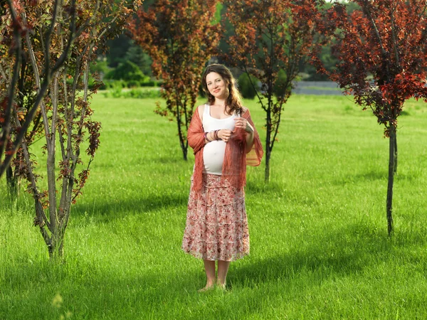 공원에서 임신한 여자 — 스톡 사진