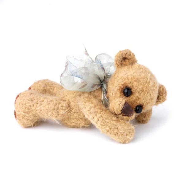 Urso de pelúcia em estilo vintage clássico isolado no fundo branco — Fotografia de Stock