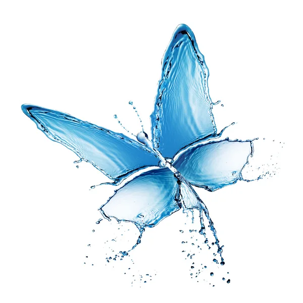 Plusk wody motyla na białym tle — Zdjęcie stockowe
