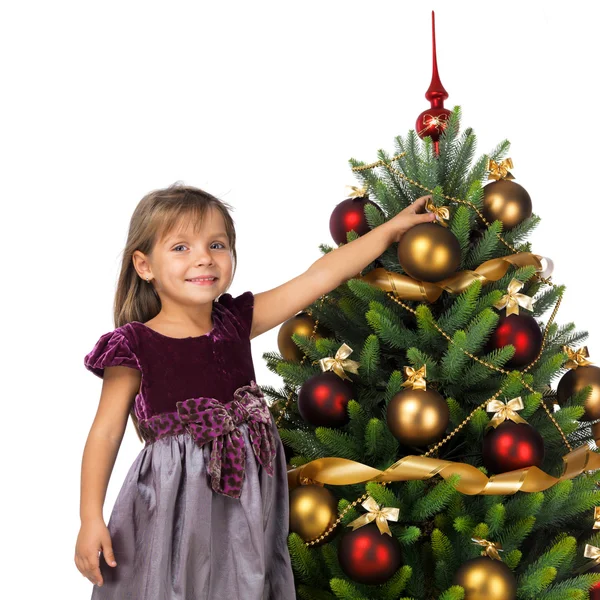 Bella ragazza vicino all'albero di Natale — Foto Stock