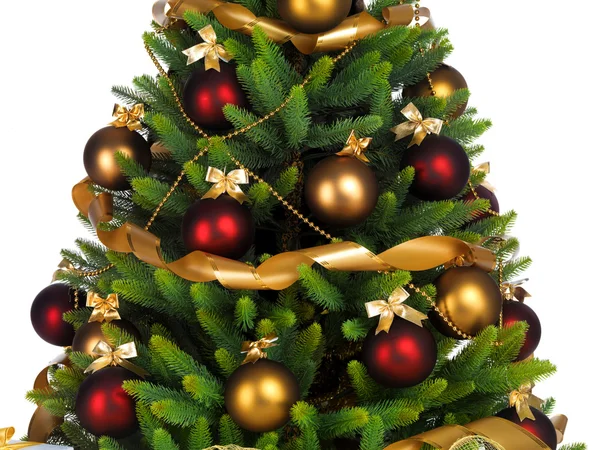Árbol de Navidad decorado sobre fondo blanco — Foto de Stock