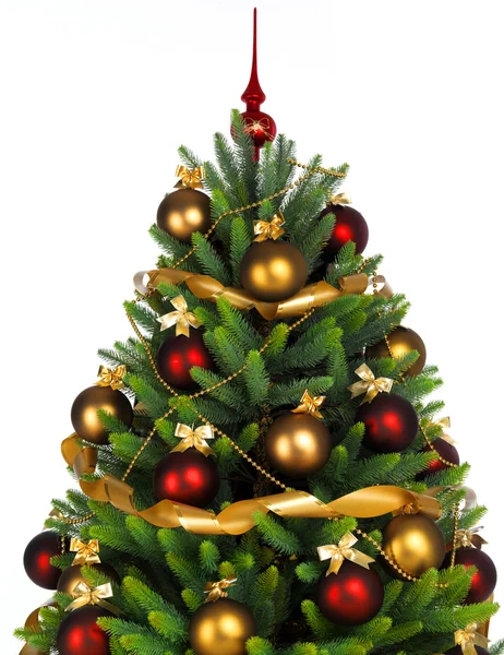Beyaz arkaplanda dekore edilmiş Noel ağacı — Stok fotoğraf