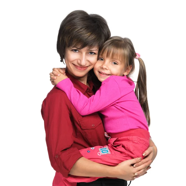 Mutter mit Tochter auf weißem Hintergrund — Stockfoto
