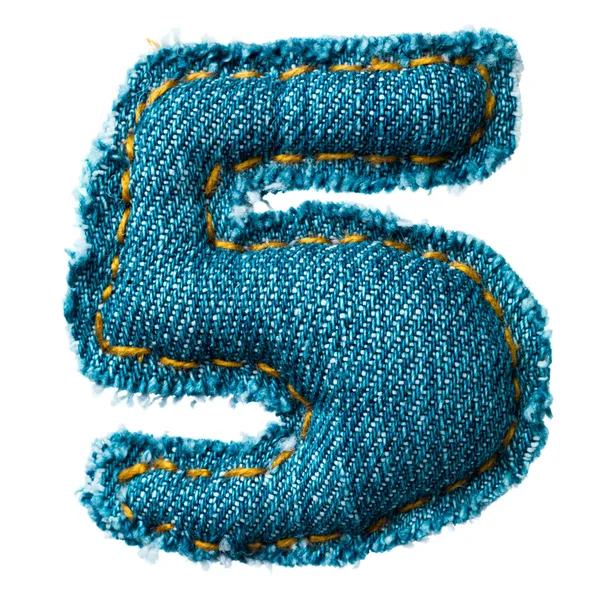 Dígito artesanal do alfabeto jeans — Fotografia de Stock