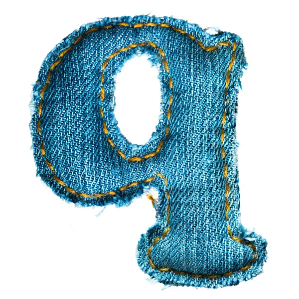 Ручная строчная буква джинсового алфавита — стоковое фото