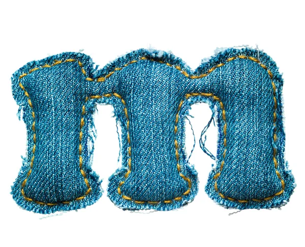 Lettera minuscola fatta a mano di alfabeto di jeans — Foto Stock