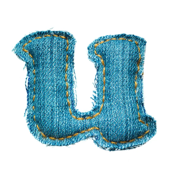 Handgjorda gemen i jeans alfabetet — Stockfoto