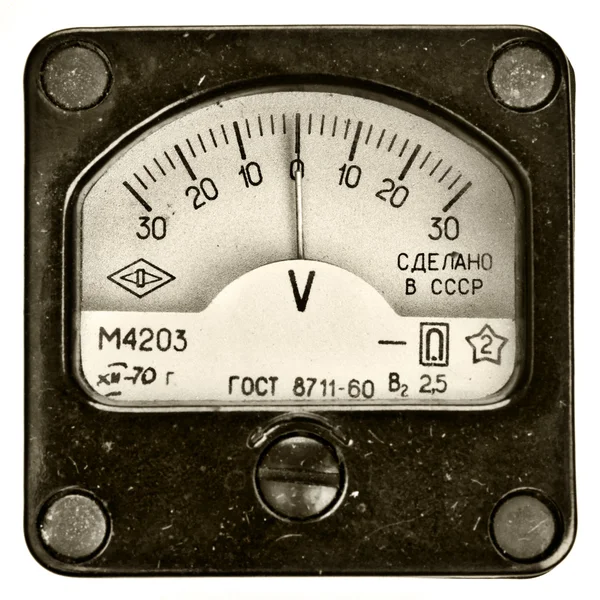 Vintage ancient voltmeter — Stockfoto