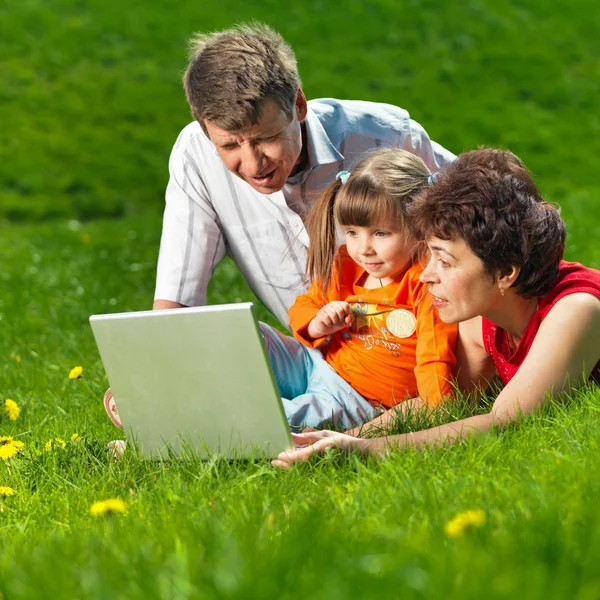 Happy young family enjoy outdoors — Stock Photo, Image