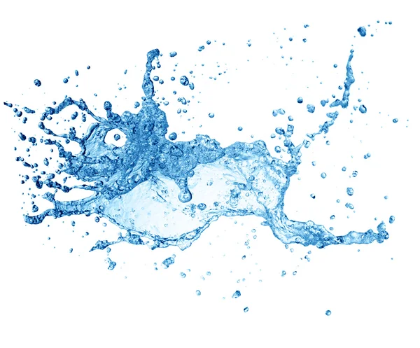 Blå vatten stänk isolerad på vit bakgrund — Stockfoto