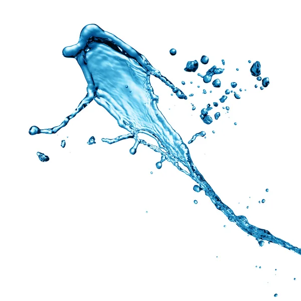 Blå vatten stänk isolerad på vit bakgrund — Stockfoto