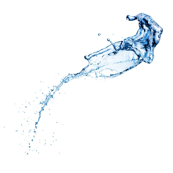 Spruzzo d'acqua blu isolato su sfondo bianco — Foto Stock